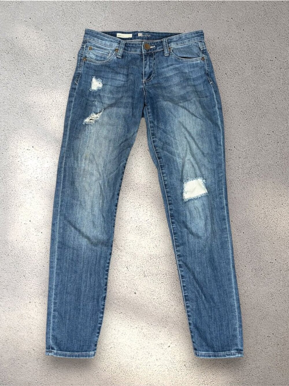 KUT From The Kloth Diana Skinny Jeans Women's 2 Blue Distressed Western Y2K Chic